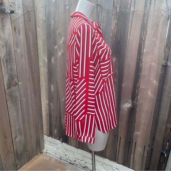 DOROTHY PERKINS Women Red Striped Shirt Style Top size 12 - Picture 5 of 14